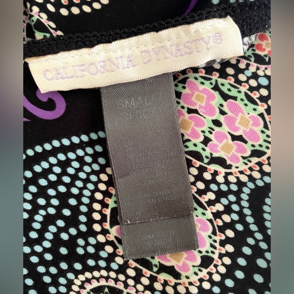 VTG California Dynasty 70s Hippie Polka Dot Pattern Dress Slip in Purple & Black - Picture 9 of 10